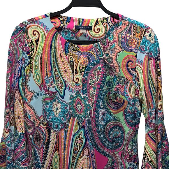 Tommy Hilfiger Multi-Color Paisley Print Bell Sleeve Dress Size 4 - Picture 3 of 7